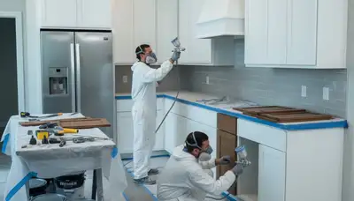 Professional cabinet painting in San Mateo, CA kitchen by expert house painters