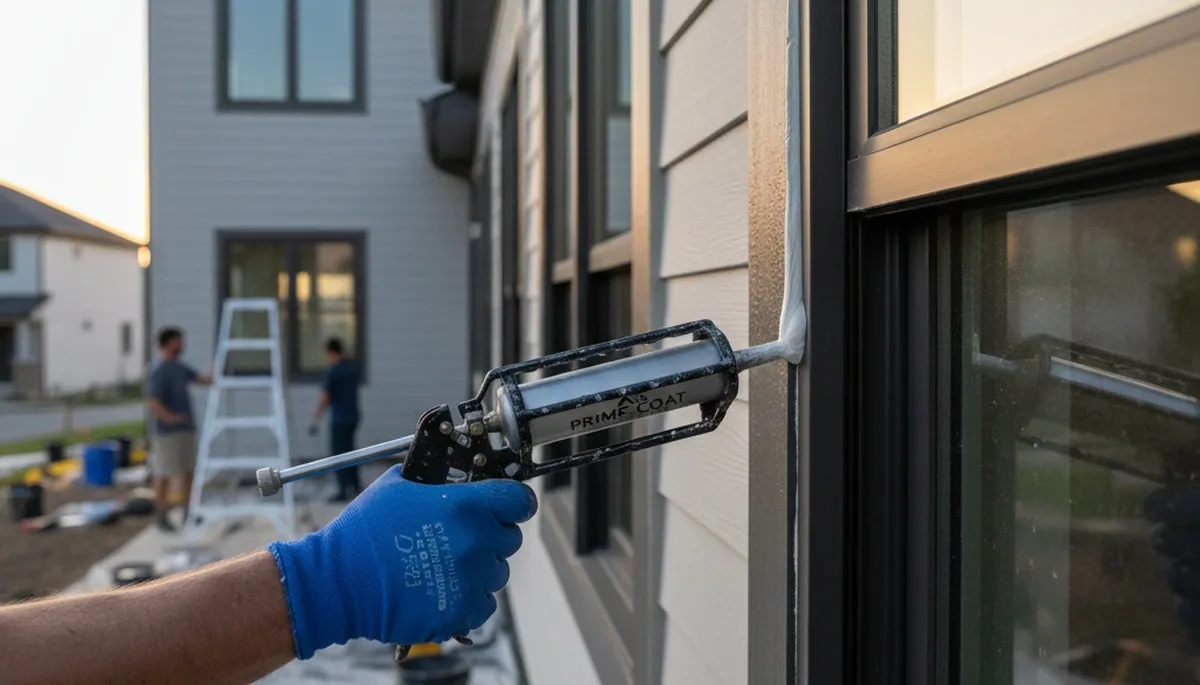 Professional caulking and sealing on home exterior by house painters in San Mateo, CA