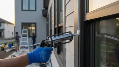 Professional caulking and sealing on home exterior by house painters in San Mateo, CA