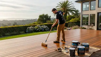 Professional deck staining in San Mateo, CA enhancing wood color and protecting outdoor surfaces