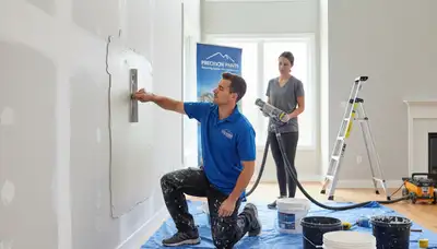 Professional drywall repair and wall restoration in San Mateo, CA home interior by local painters