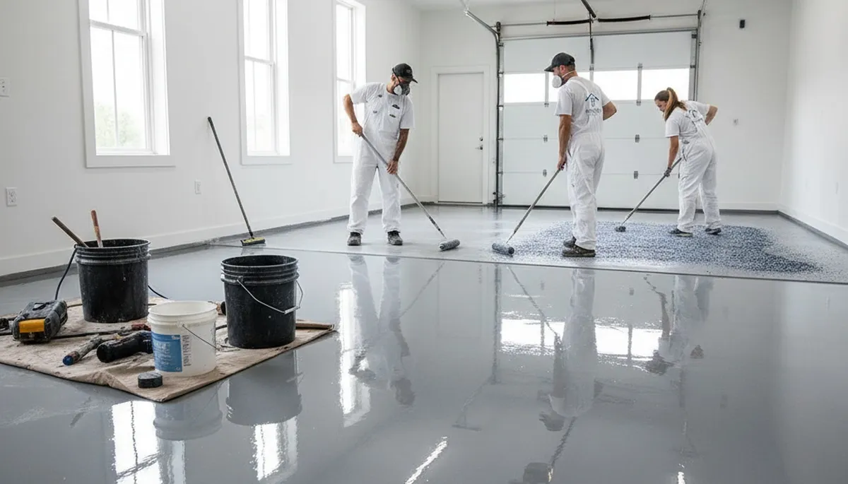 Professional epoxy floor coating in San Mateo CA for durable, glossy garage and concrete flooring