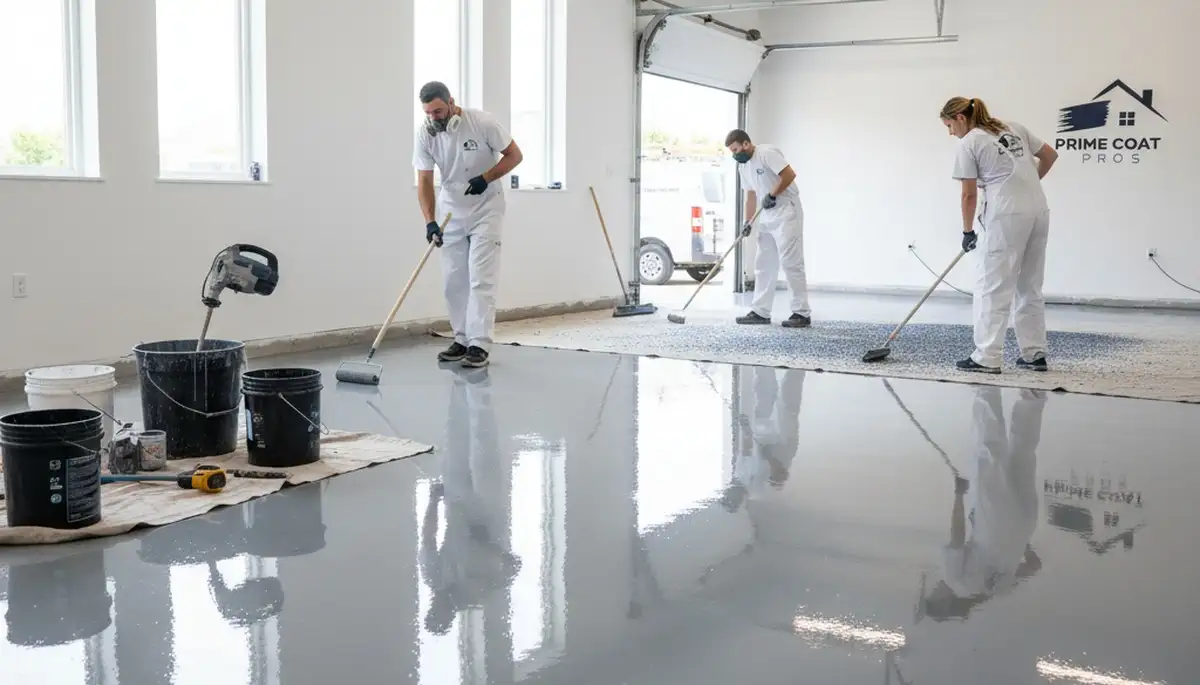 Professional epoxy garage floor coating in San Mateo, CA with durable, moisture-resistant finish