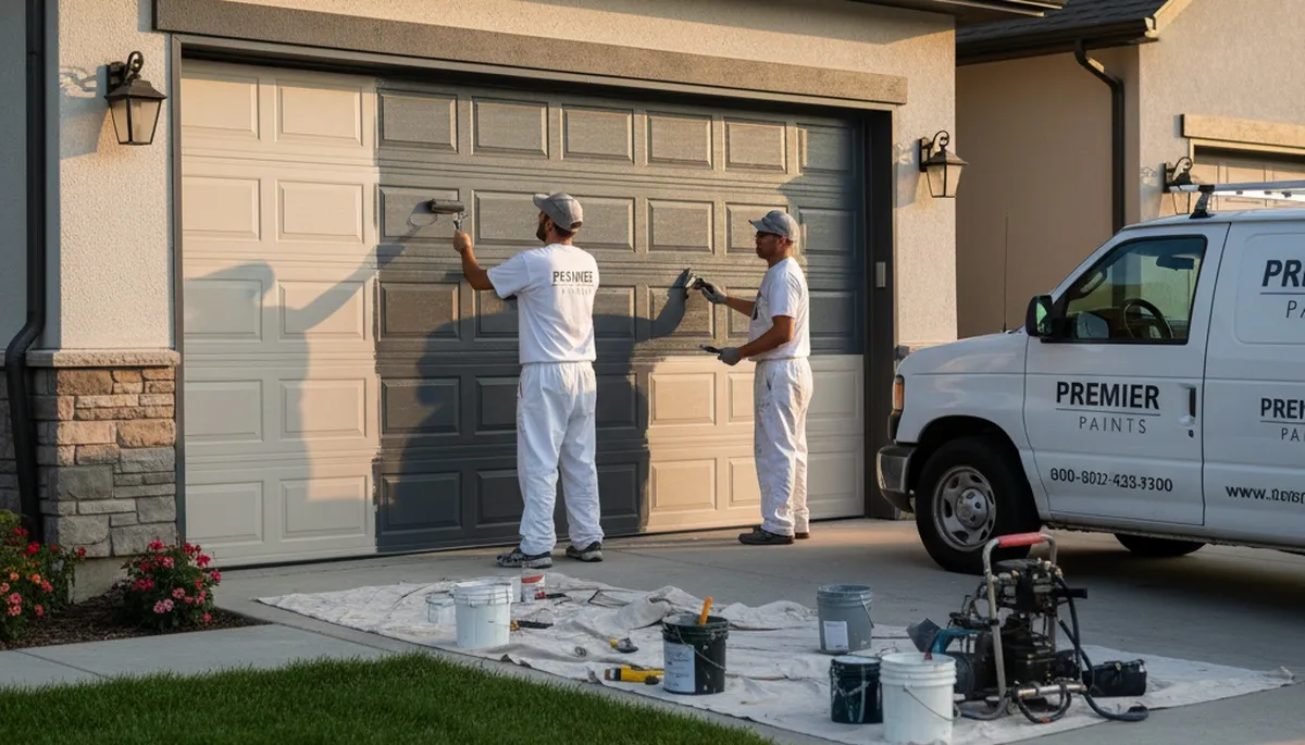 Professional garage door painting in San Mateo, CA showcasing durable exterior finish and curb appeal