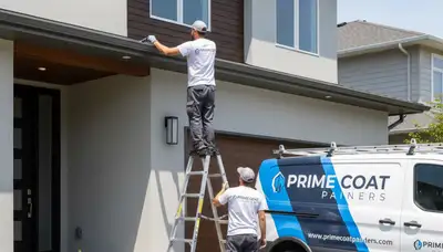 Professional gutter painting on coastal home in San Mateo, CA by expert house painters