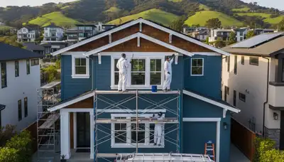 Professional house painters enhancing home exterior in San Mateo, CA