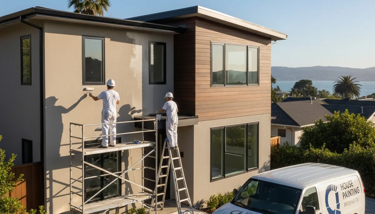 Professional house painters enhancing home exterior finish in San Mateo, CA