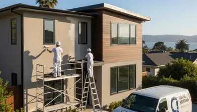 Professional house painters enhancing home exterior finish in San Mateo, CA