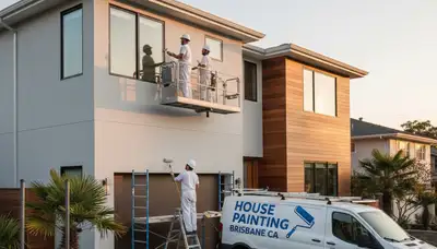 Professional house painters improving home exterior in San Mateo, CA