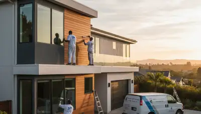 Professional house painters in San Mateo CA completing exterior home painting project