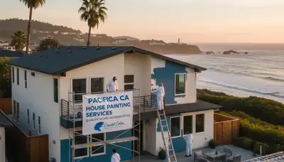 San Mateo, CA house painting team applying exterior paint to a residential home
