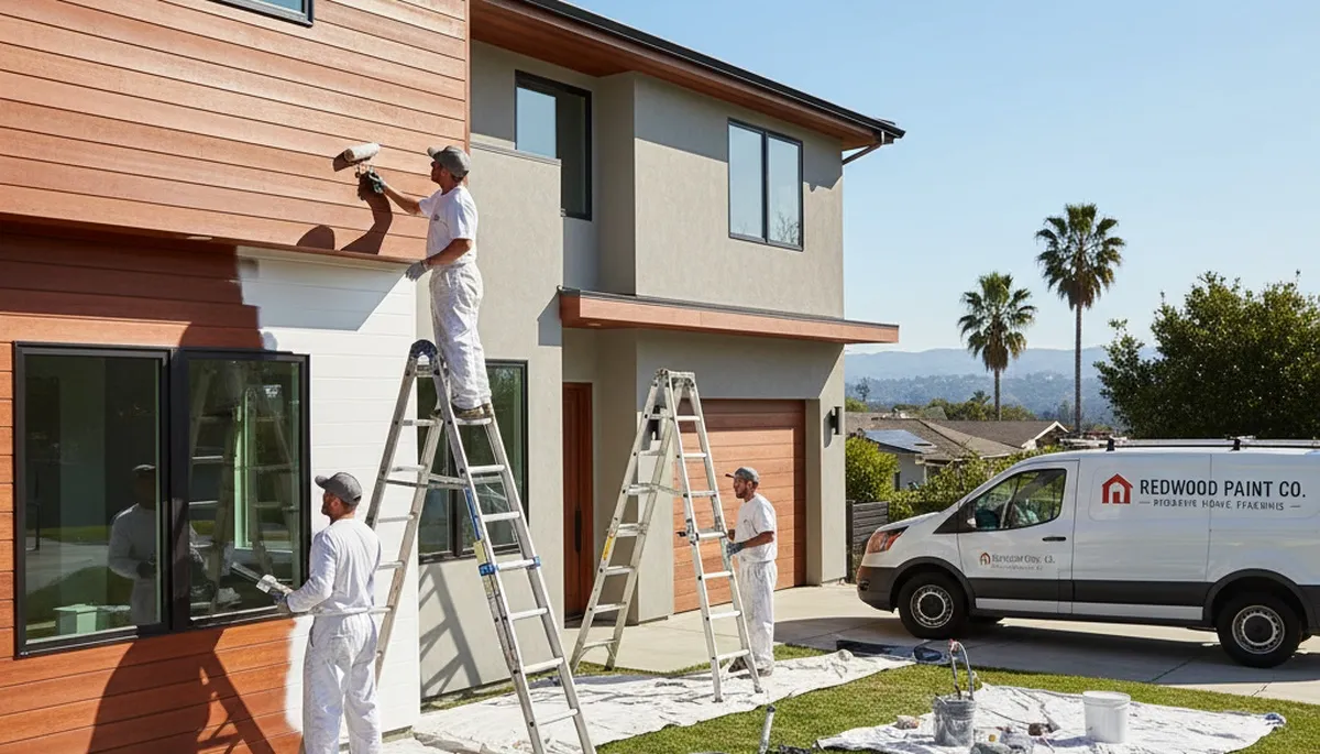 Professional house painting service in San Mateo, CA exterior home painters at work