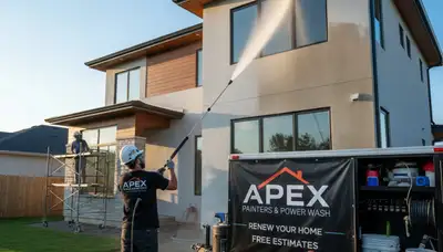 Professional pressure washing a San Mateo CA home exterior by local house painting experts
