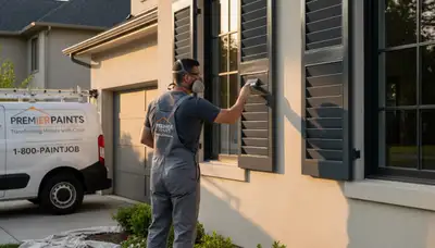 Professional shutter painting on coastal home exterior in San Mateo, CA by expert house painters