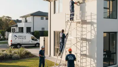 Technician repairing stucco wall on San Mateo CA home during professional exterior restoration service