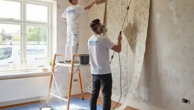 Professional wallpaper removal and wall prep by house painters in San Mateo, CA